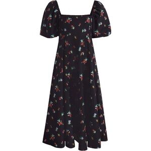 Hill House Home Matilda Dress Black Ikat Floral Taffeta